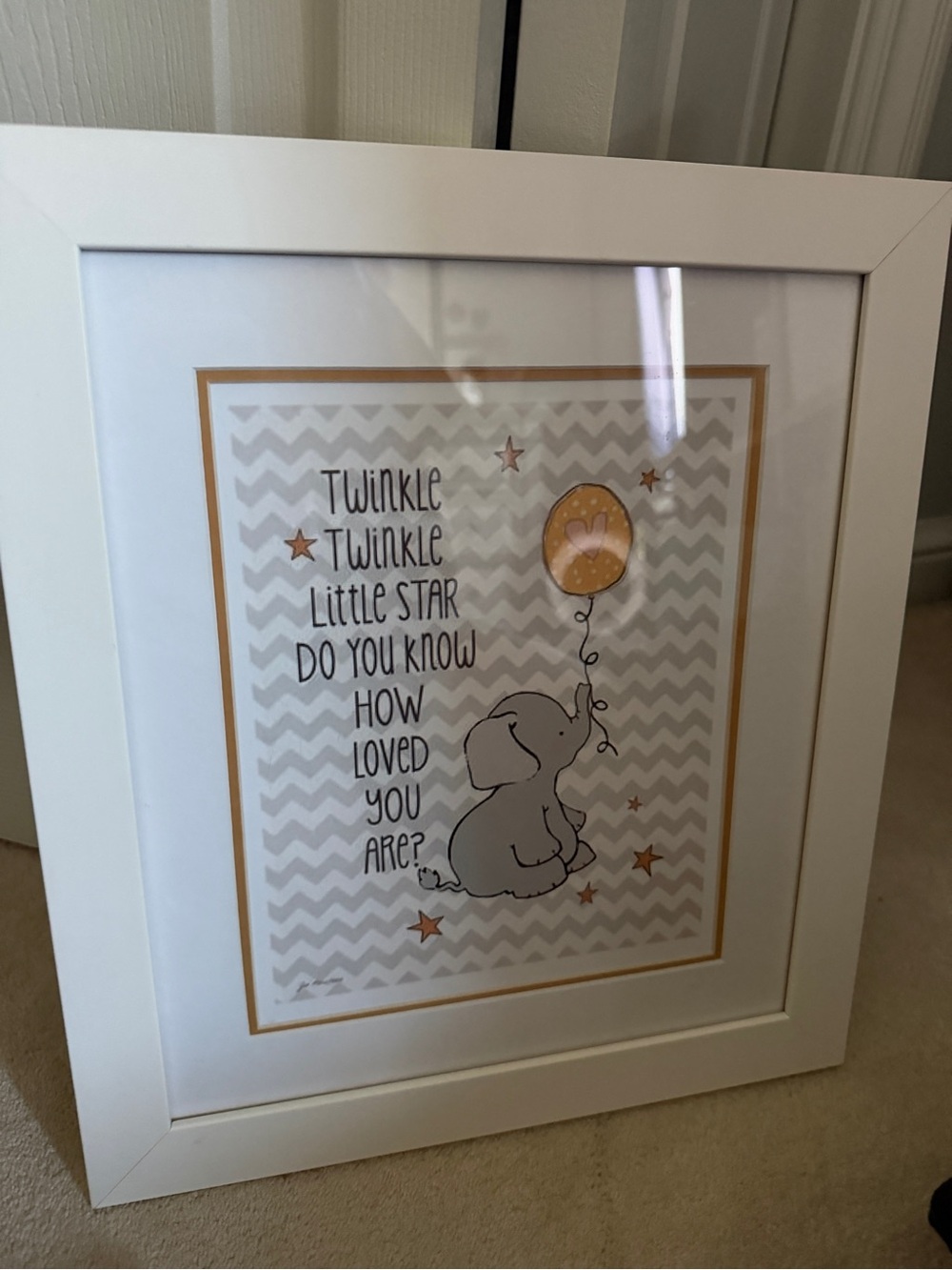 Framed Elephant Nursery Wall Art - Gray & Gold